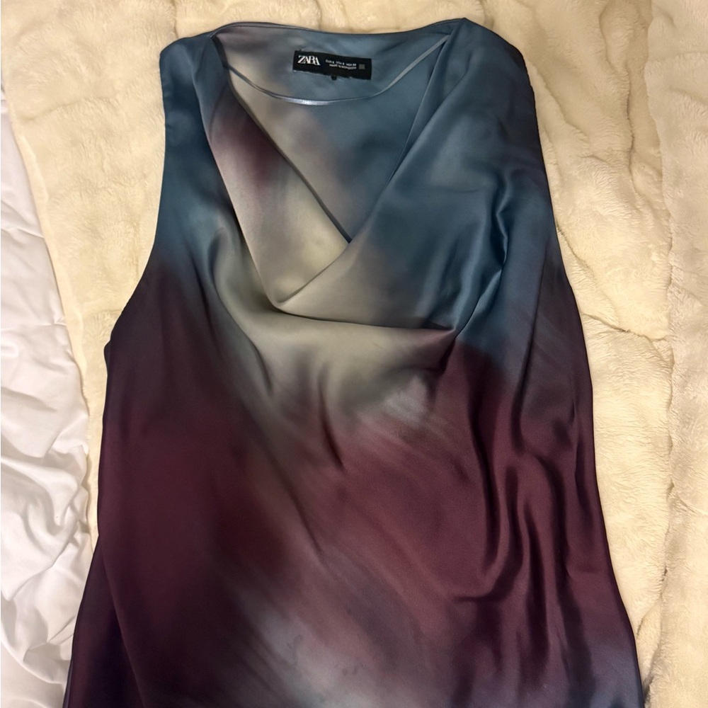 Zara Women's Sleeveless Gradient Top - Blue and Burgundy
